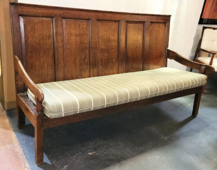 18th century handmade wooden benchsettee with custom cushions 0254