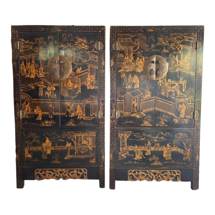 1900s pair of decorated chinese antique cabinets 2068