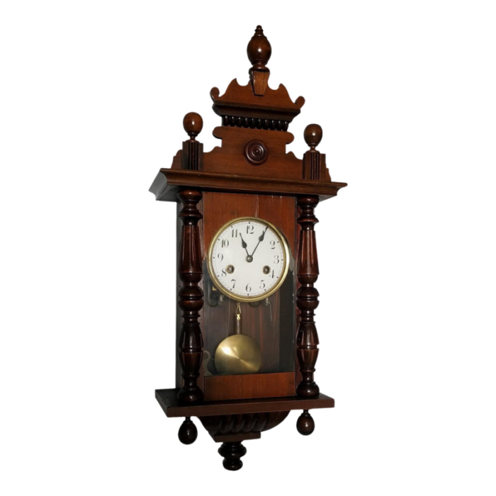 1923 antique mechanical wooden wall clock by gebruder junghans from black forest 2241