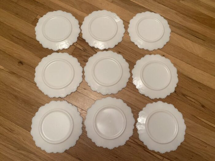 1930s milkglass westmorland old quilt pattern plates set of 9 9663