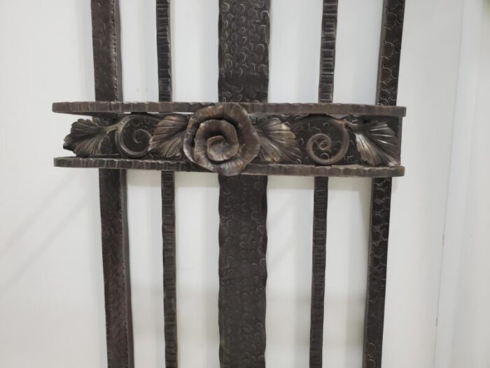 1930s silvery steel hammered iron illuminated art deco hall treecoat rack with console 6718