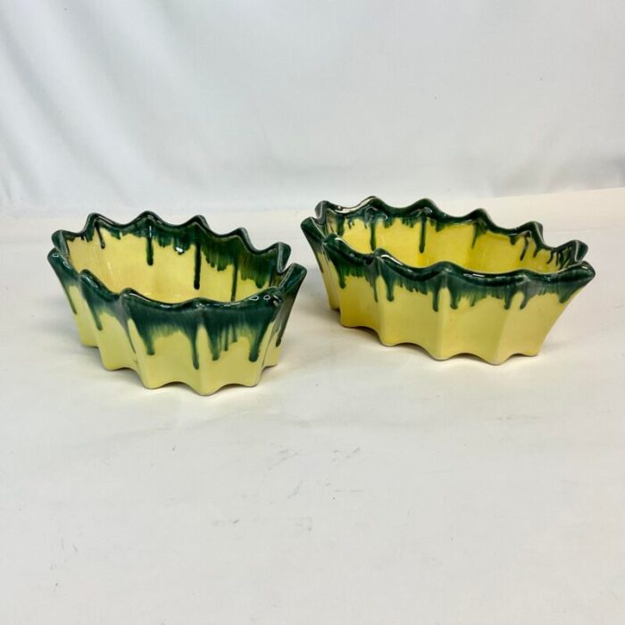 1940s vintage boho chic americana drip glazed oval planters by mccoy a pair 6607