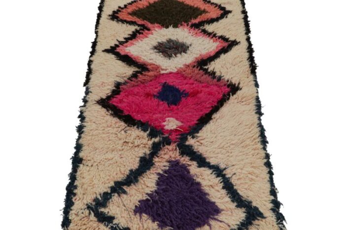 1950s azilal moroccan style runner in beige with patterns by rug and kilim 2618