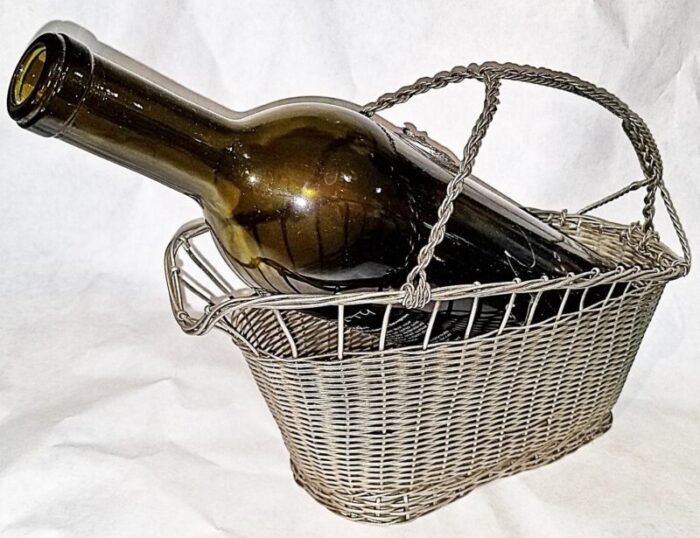 1950s french wire wine caddy pourer basket 4874