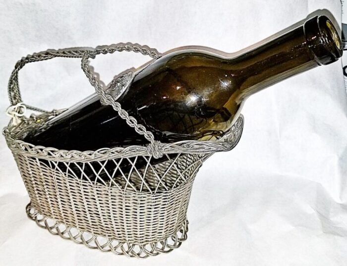 1950s french wire wine caddy pourer basket 7060