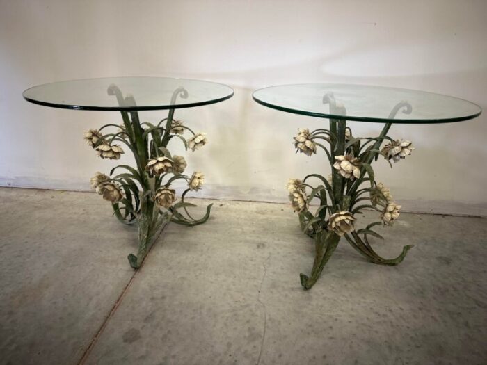 1950s pair of vintage hollywood regency italian tole side tables 1979