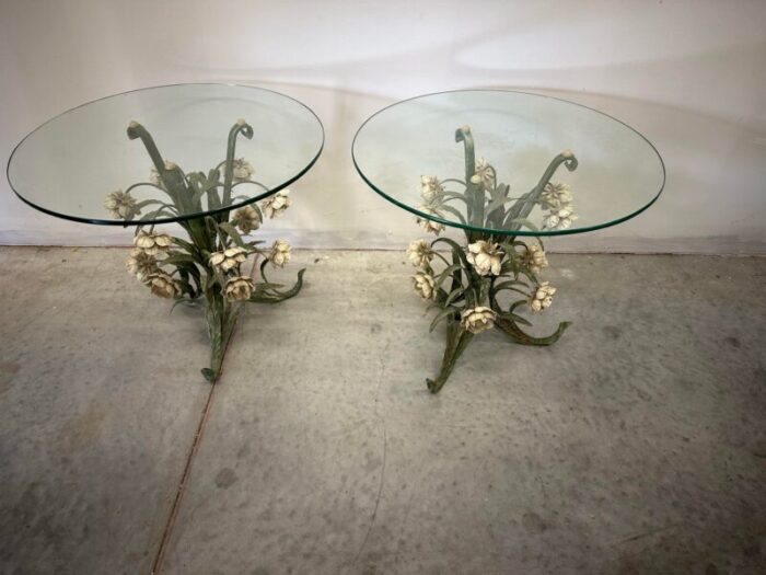 1950s pair of vintage hollywood regency italian tole side tables 5225