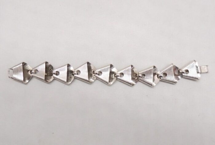 1950s vintage signed napier sterling silver modernist link bracelet 7165