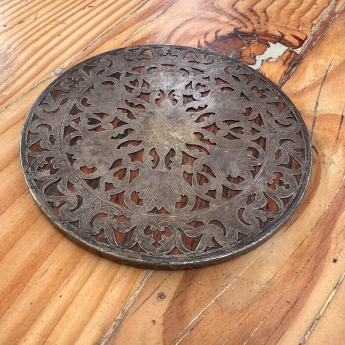 1950s web sterling silver embellished trivet hot plate 8223