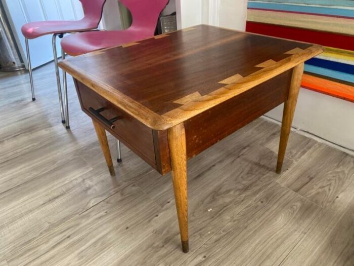 1960s acclaim dovetail occasional table with drawer by andre bus for lane 7655