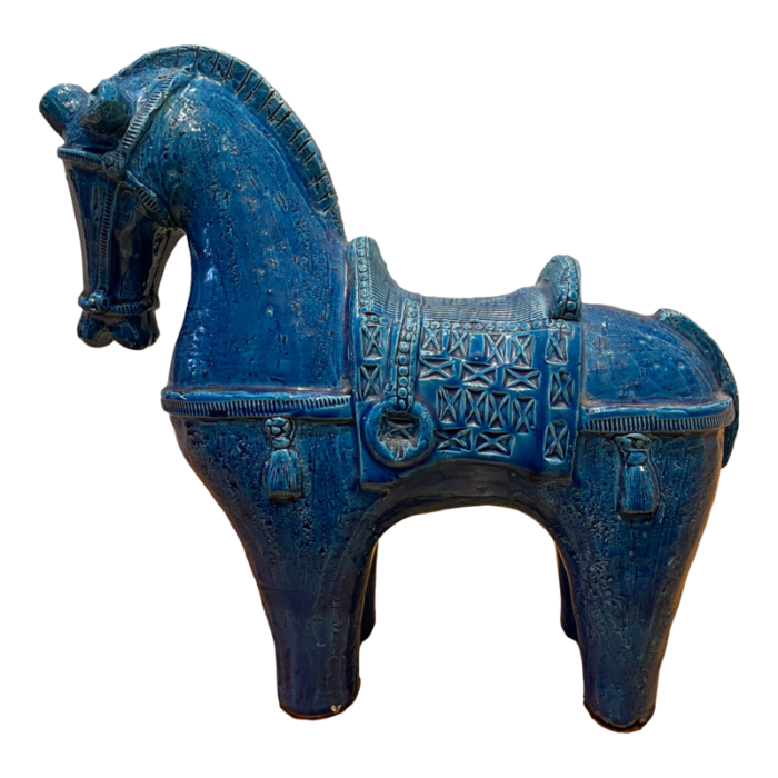 1960s aldo londi for bitossi large rimini blu ceramic horse sculpture 7440