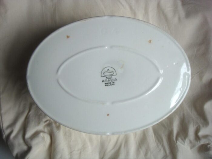 1960s arabia finland pattern oval covered casserole server with lid 3719