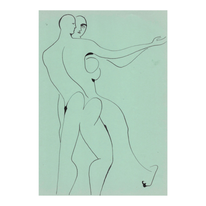 1960s james bone dancing couple mid century modern drawing 4931