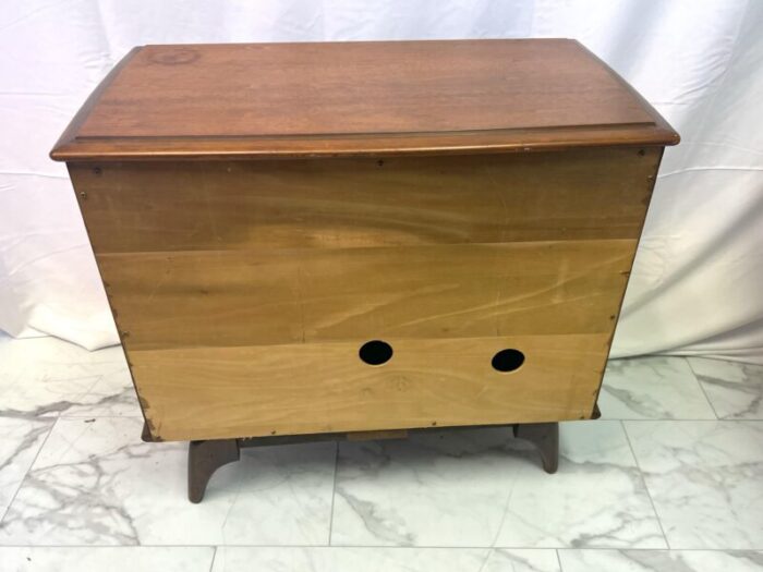 1960s mid century modern swivel cabinet on sculpted legs 8409