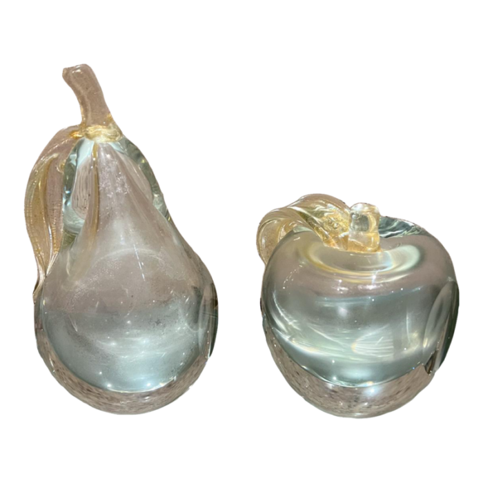 1960s murano sommerso art glass apple pear bookends italy 3029