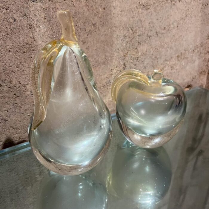 1960s murano sommerso art glass apple pear bookends italy 9423