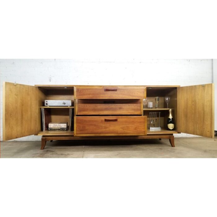 1960s vintage walnut rosewood original mid century modern credenza buffet 1715