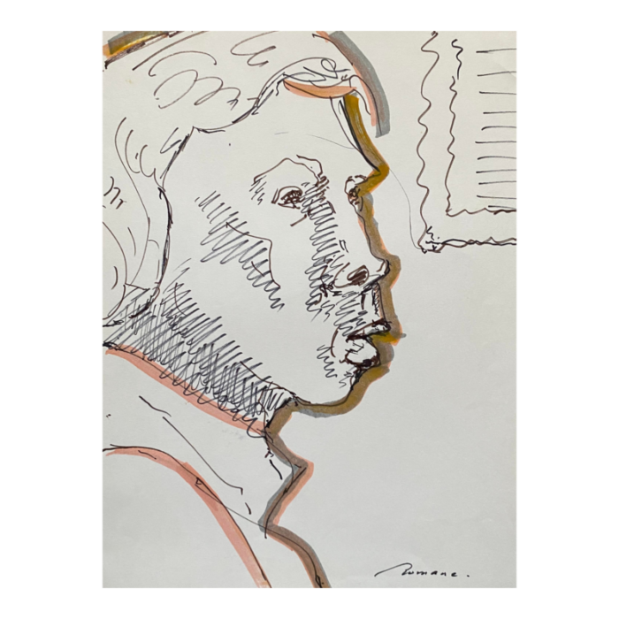 1970s erika romane latvian watercolor and ink portrait 4839