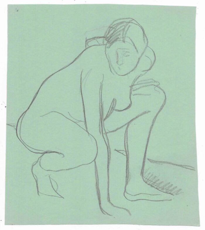 1970s james bone bending female nude drawing 5510