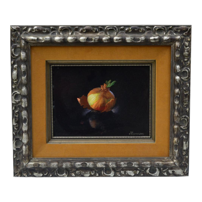 1970s josef hansen silhavy 20th century still life of an onion 6x8 oil on masonite 2910