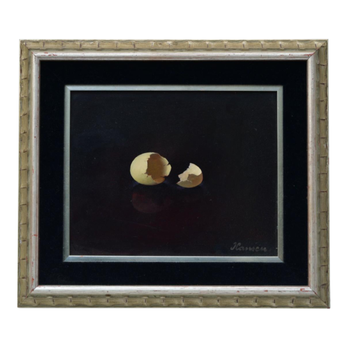 1970s josef hansen silhavy 20th century still life of egg shell 8x10 oil on masonite 6494