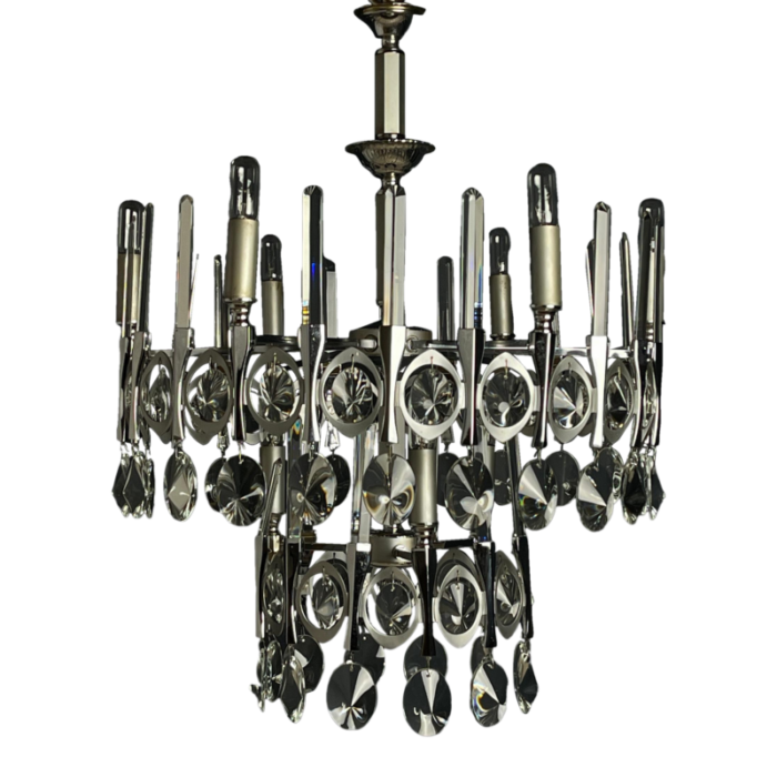 1970s mid century classic glass chandelier by gaetano sciolari italy 2189