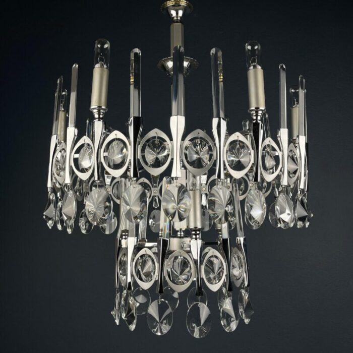 1970s mid century classic glass chandelier by gaetano sciolari italy 4654