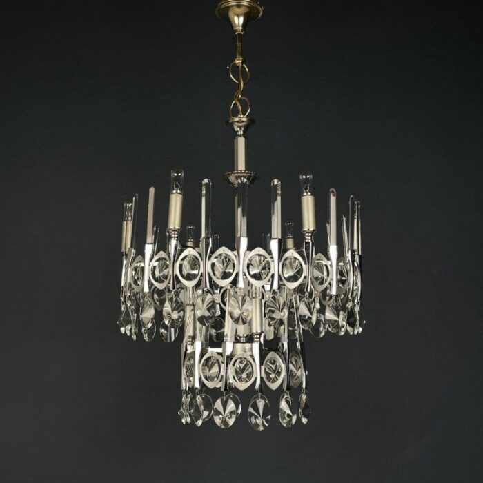 1970s mid century classic glass chandelier by gaetano sciolari italy 6764