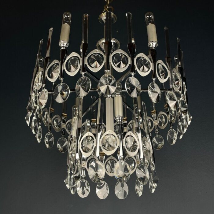 1970s mid century classic glass chandelier by gaetano sciolari italy 8222