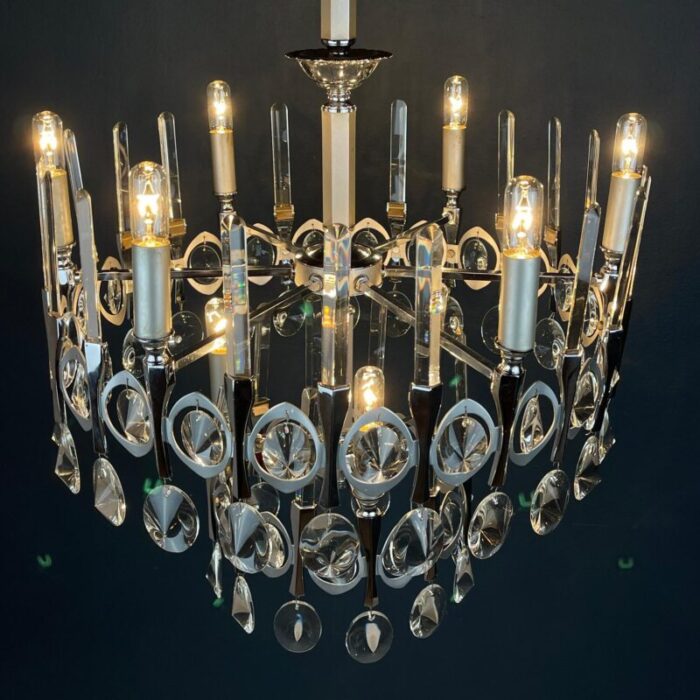 1970s mid century classic glass chandelier by gaetano sciolari italy 8286