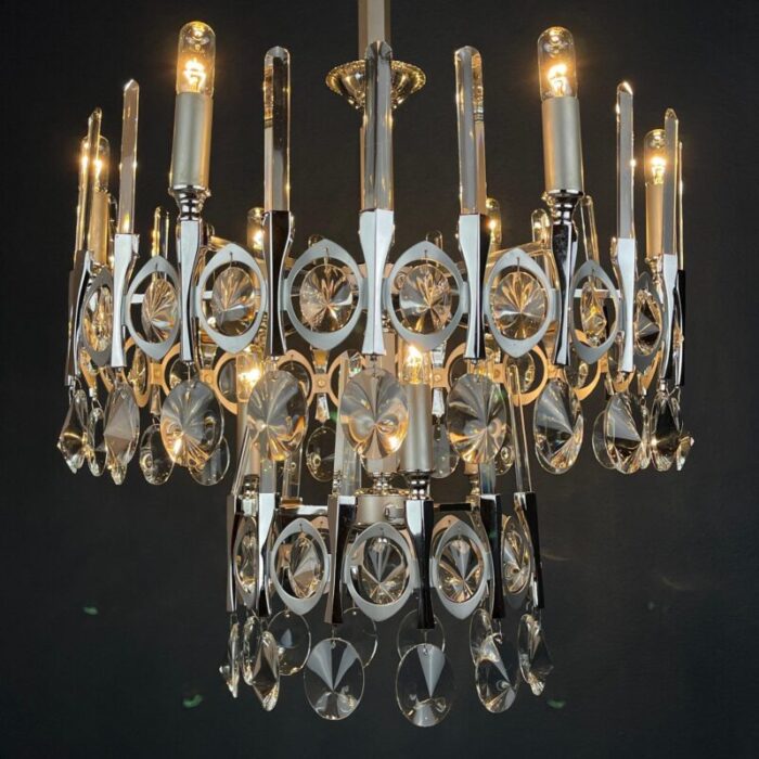 1970s mid century classic glass chandelier by gaetano sciolari italy 8317