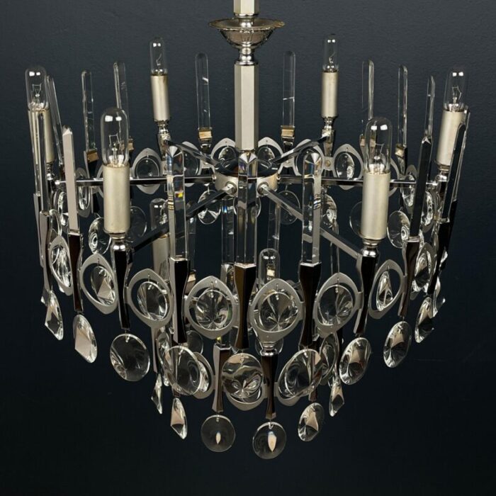 1970s mid century classic glass chandelier by gaetano sciolari italy 9370