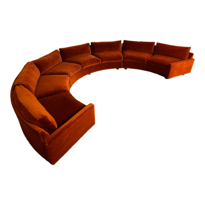 1970s mid century milo baughman for thayer coggin velvet circular sectional sofa set of 3 3805