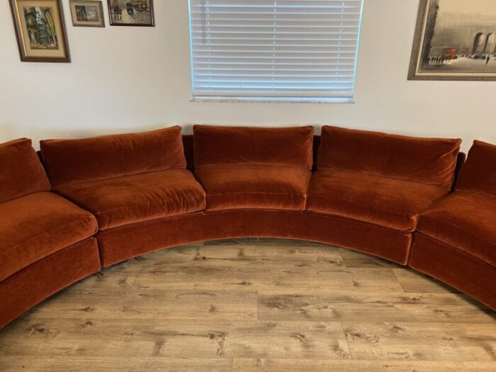 1970s mid century milo baughman for thayer coggin velvet circular sectional sofa set of 3 3952