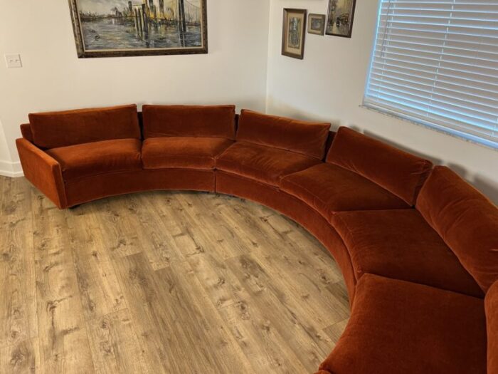 1970s mid century milo baughman for thayer coggin velvet circular sectional sofa set of 3 6303