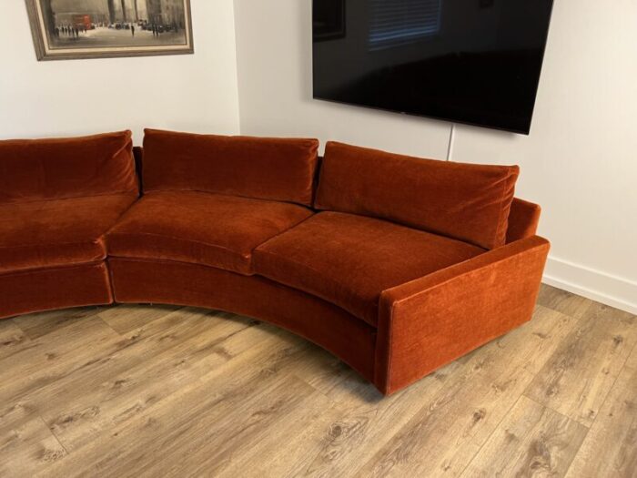 1970s mid century milo baughman for thayer coggin velvet circular sectional sofa set of 3 6395