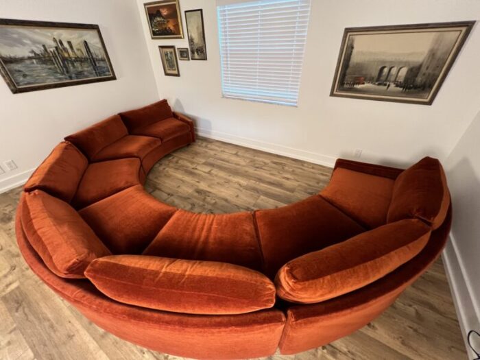 1970s mid century milo baughman for thayer coggin velvet circular sectional sofa set of 3 6972