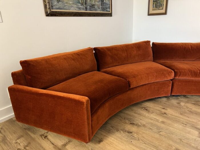 1970s mid century milo baughman for thayer coggin velvet circular sectional sofa set of 3 8160