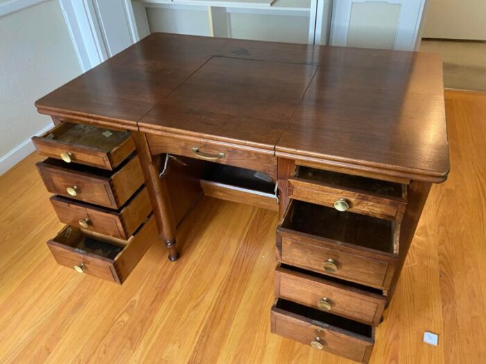 1970s vintage mid century modern wooden desk 9353