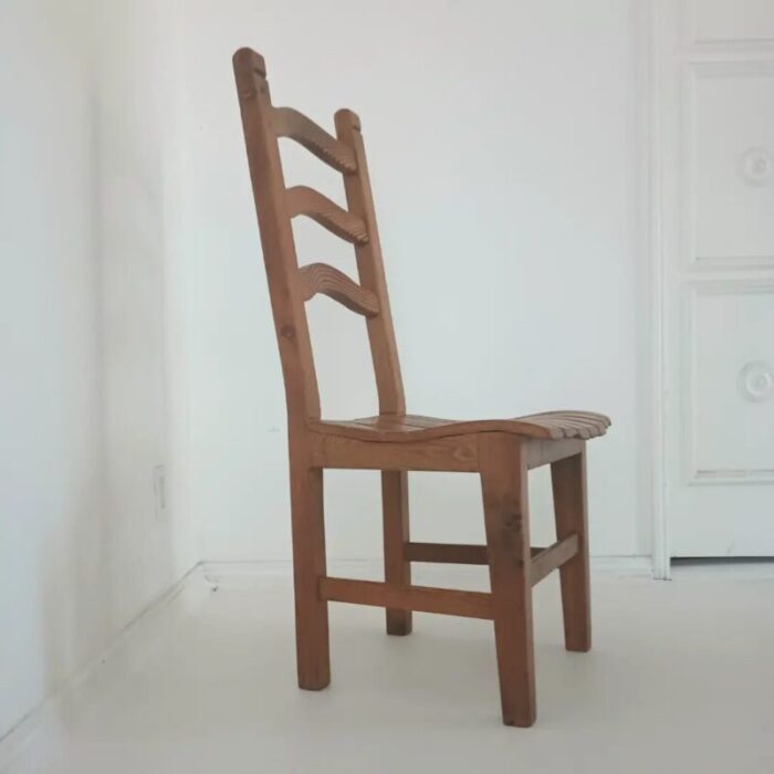 1970s vintage pine ladder back dining chairs set of 6 0575