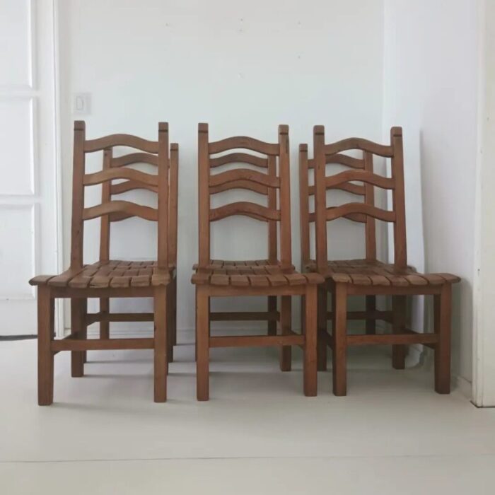 1970s vintage pine ladder back dining chairs set of 6 3588