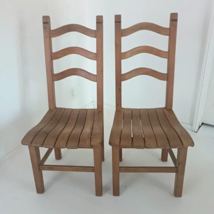 1970s vintage pine ladder back dining chairs set of 6 8101