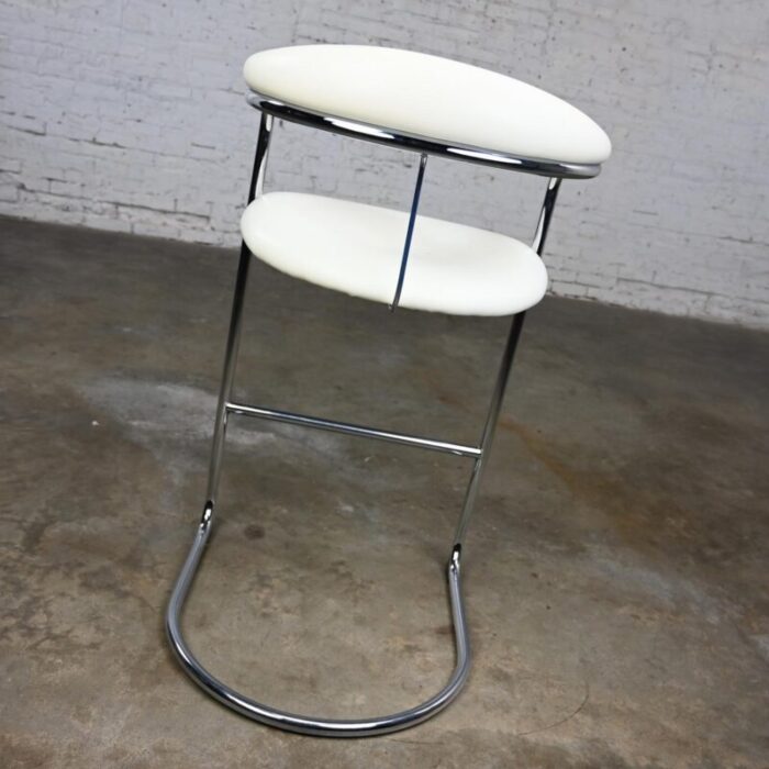 1980s bauhaus white vinyl and chrome model ss33 cantilever barstool by anton lorenz for thonet 4210