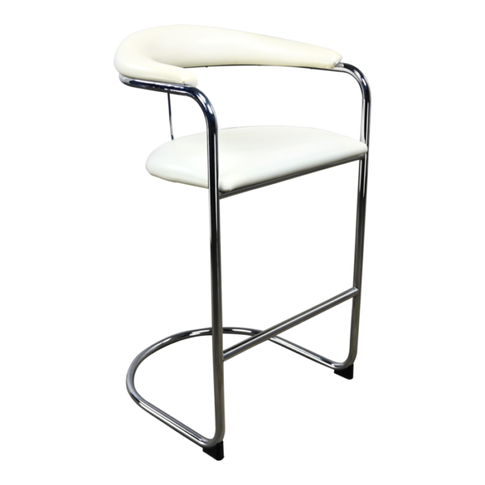 1980s bauhaus white vinyl and chrome model ss33 cantilever barstool by anton lorenz for thonet 8244