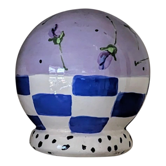 1980s ceramic globe violets by january jorgenson 8477