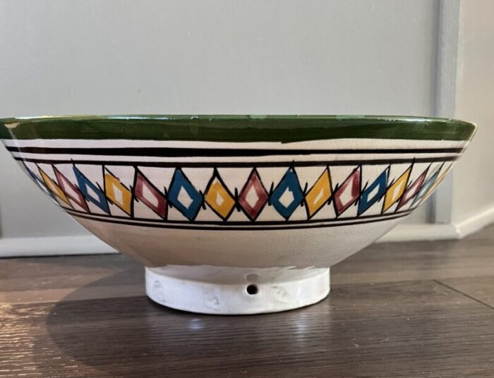 1980s handmade signed safi morocco serving bowl 6451