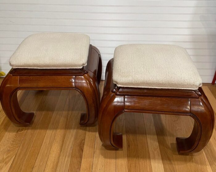 1980s ming dynasty style chow leg ottomans a pair 0338