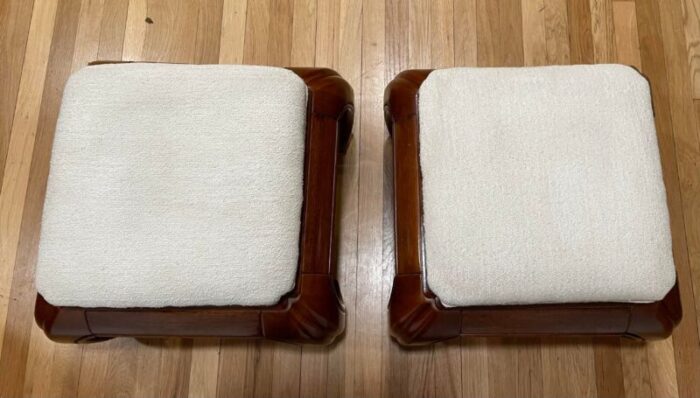 1980s ming dynasty style chow leg ottomans a pair 8919