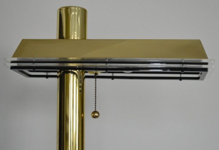 1980s postmodern tubular brass lucite trim floor lamp 4786