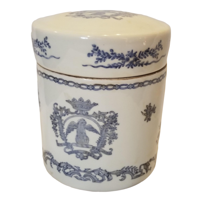 1980s vintage blue and white porcelain canister ethan allen home collection 3579